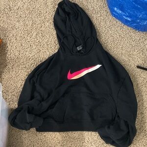 NIKE Women's Black Hoodie with Pink Swoosh